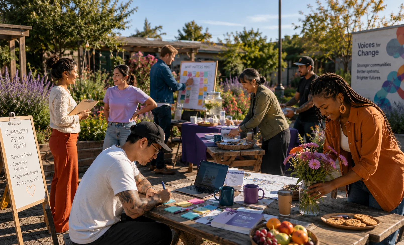 Community Group working, talking, arranging an event